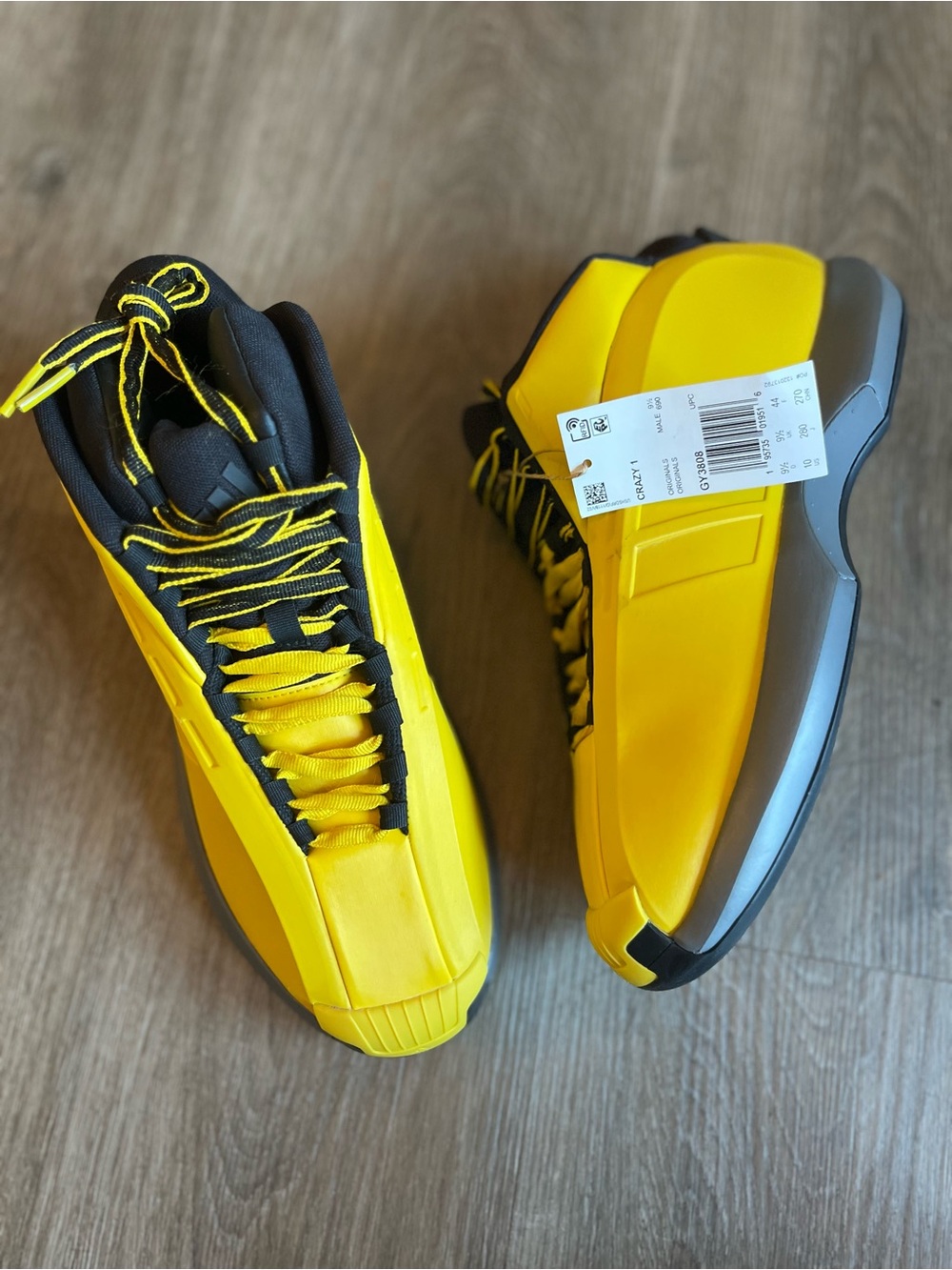 Adidas Kobe Crazy 1 Retro Basketball Shoes Lakers Yellow GY3808 Men Size 10